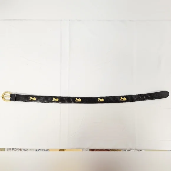 Celine Carriage Belt In Black Leather And Gold Hardware Women's Size 70 - Picture 6 of 13